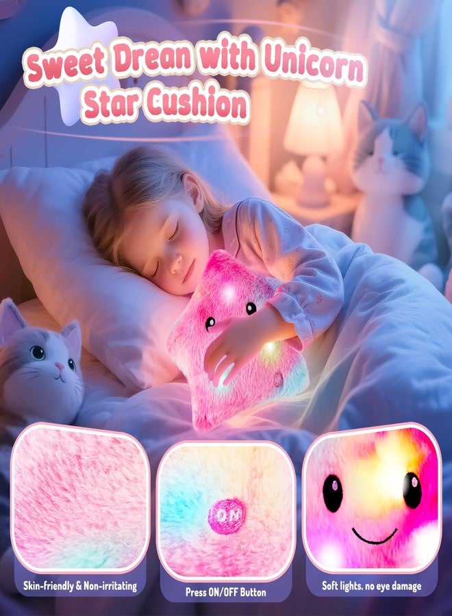 Auspicious beginning 13PCS Unicorn Cat Toys Gifts for Girls 4-6 7 8 9 10 Years Old, Girls Birthday Gifts Set with Light Up Star Pillow DIY Water Bottle Kits, for Daughter Niece Christmas Birthday Baskets for Kids - Image 3